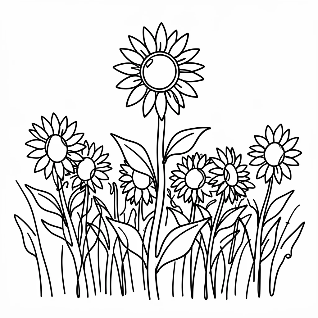 A single sunflower standing taller than the rest in a crowded field