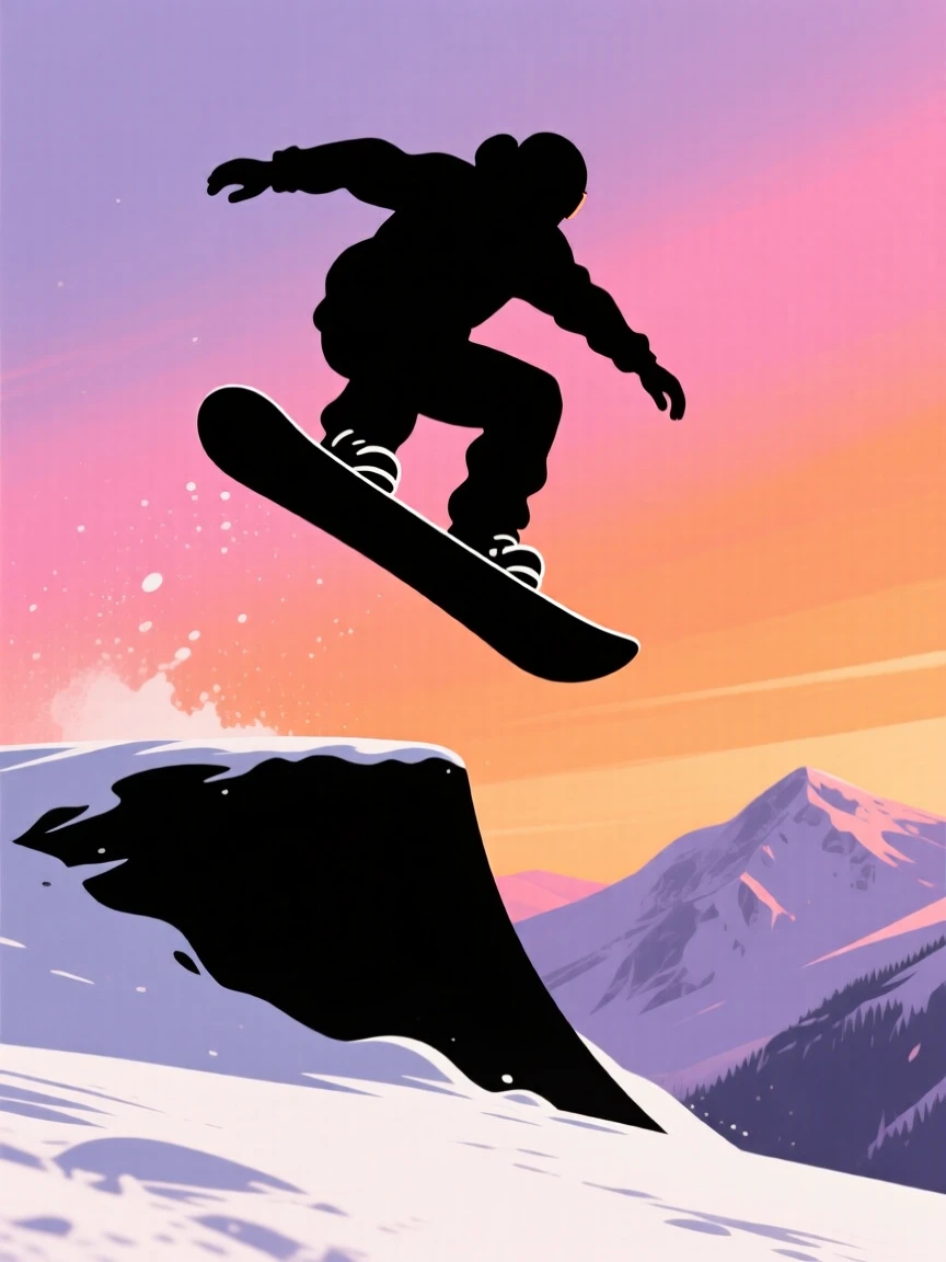 A snowboarder catching big air off a snowy jump.