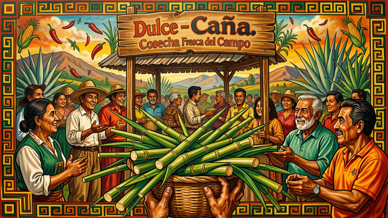 A basket of freshly cut sugarcane at a roadside stand
