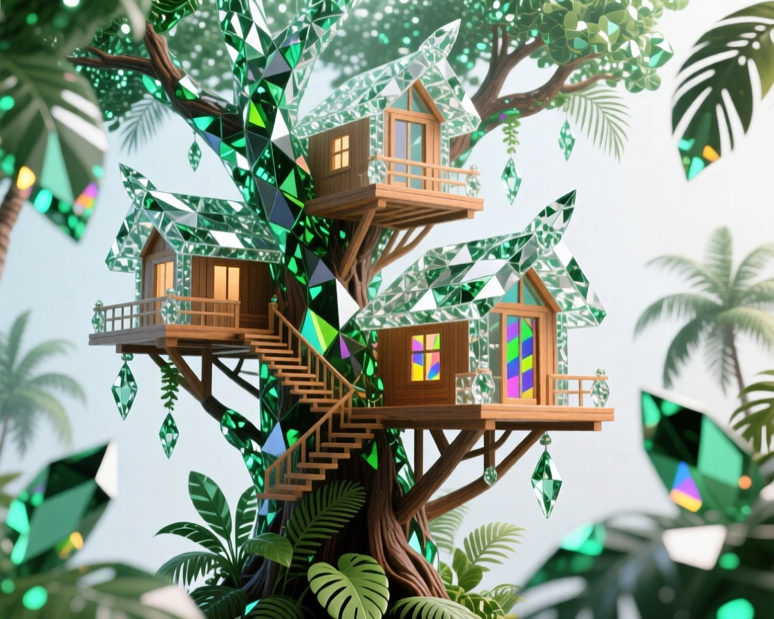 A remote treehouse resort built high in a tropical rainforest canopy.