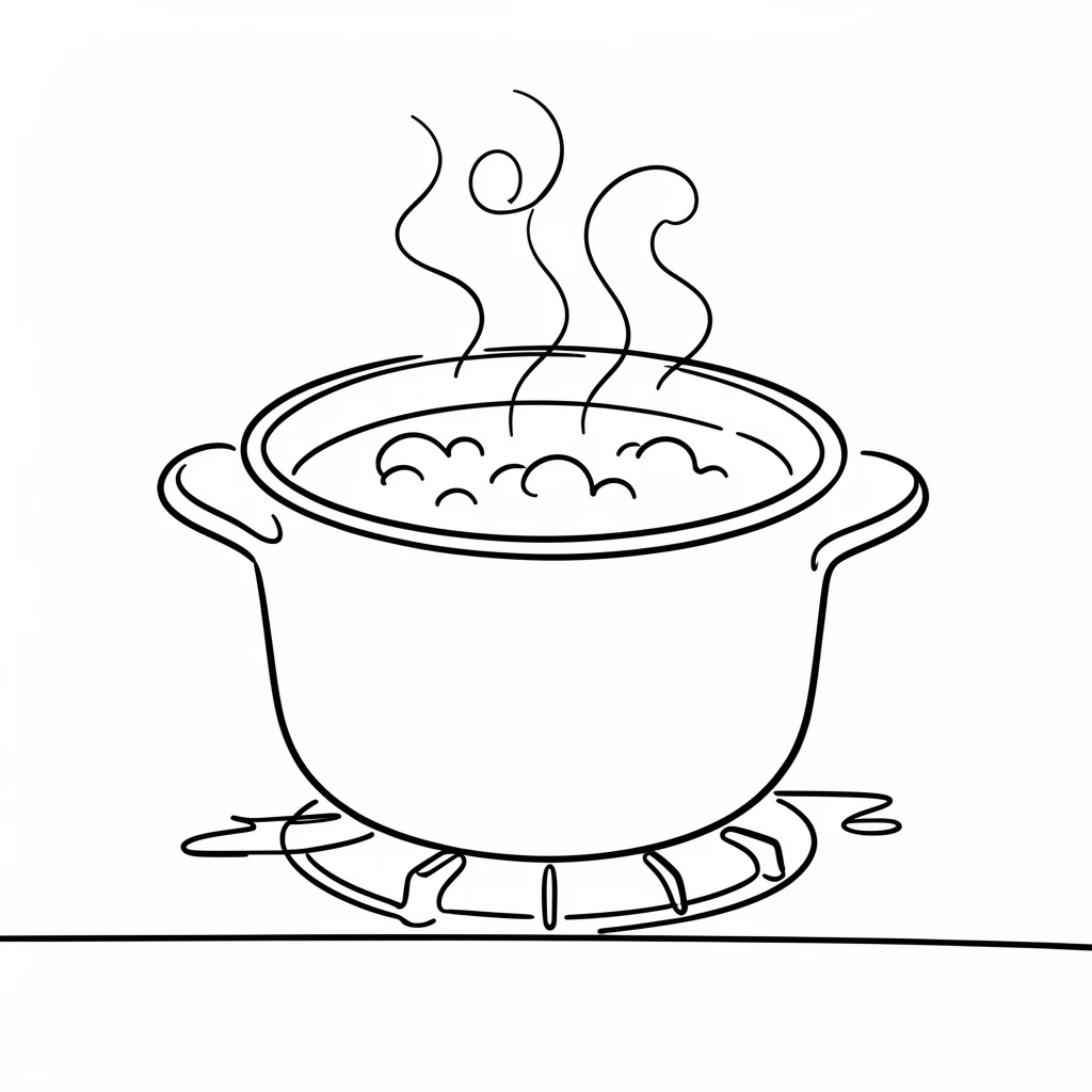 A bubbling pot of homemade soup simmering on a stovetop