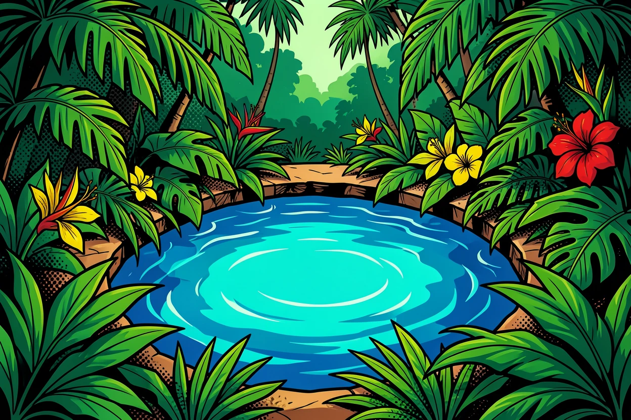 A clear cenote hidden within a Mexican jungle