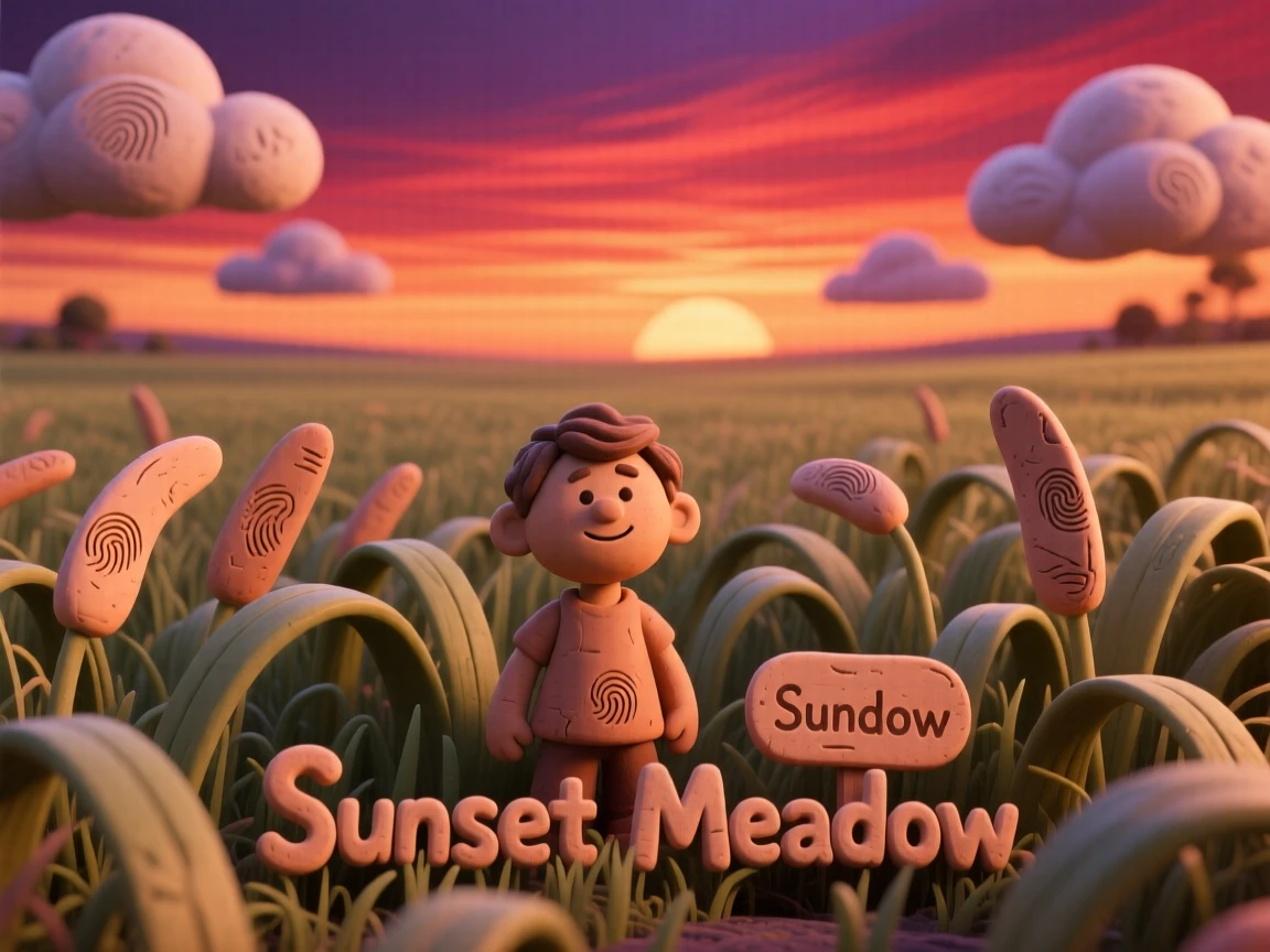 A field of tall grass rippling beneath a dramatic sunset sky