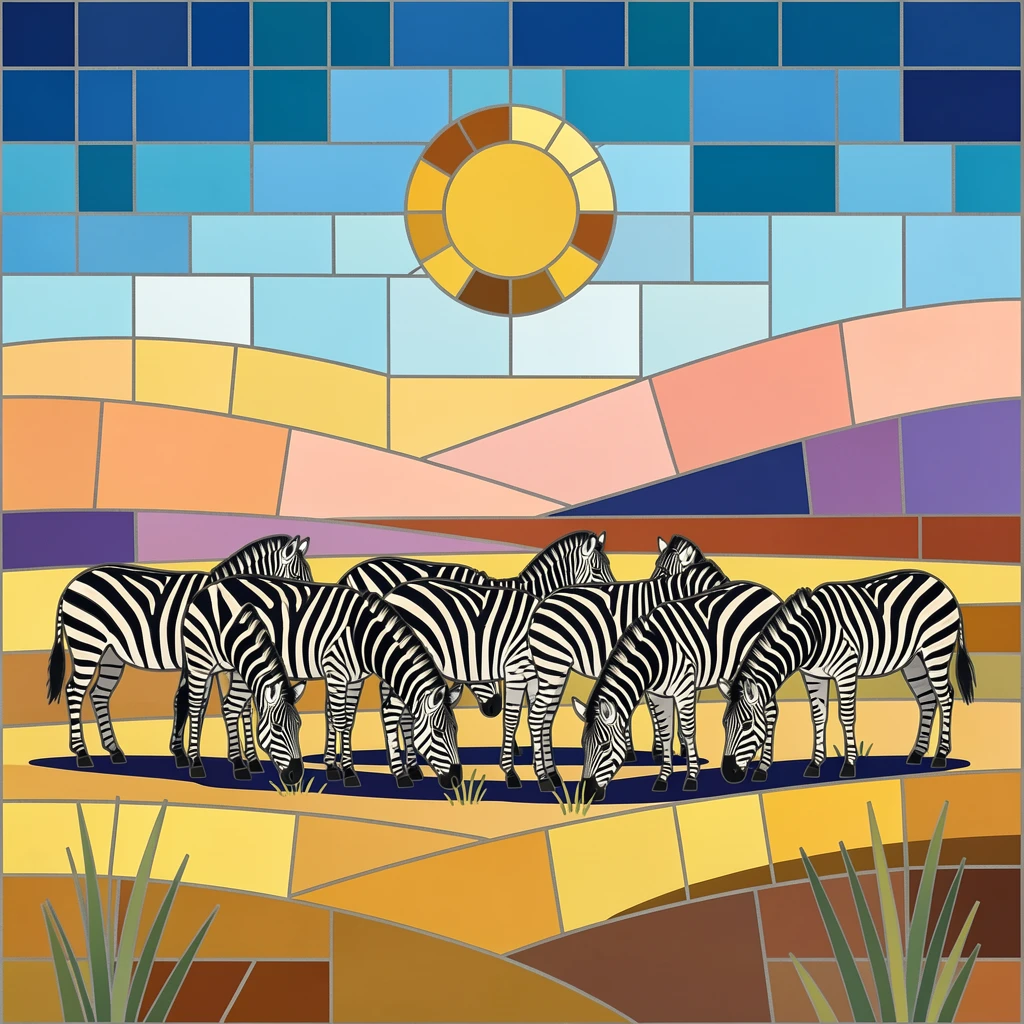 A herd of zebras grazing on the open savanna.