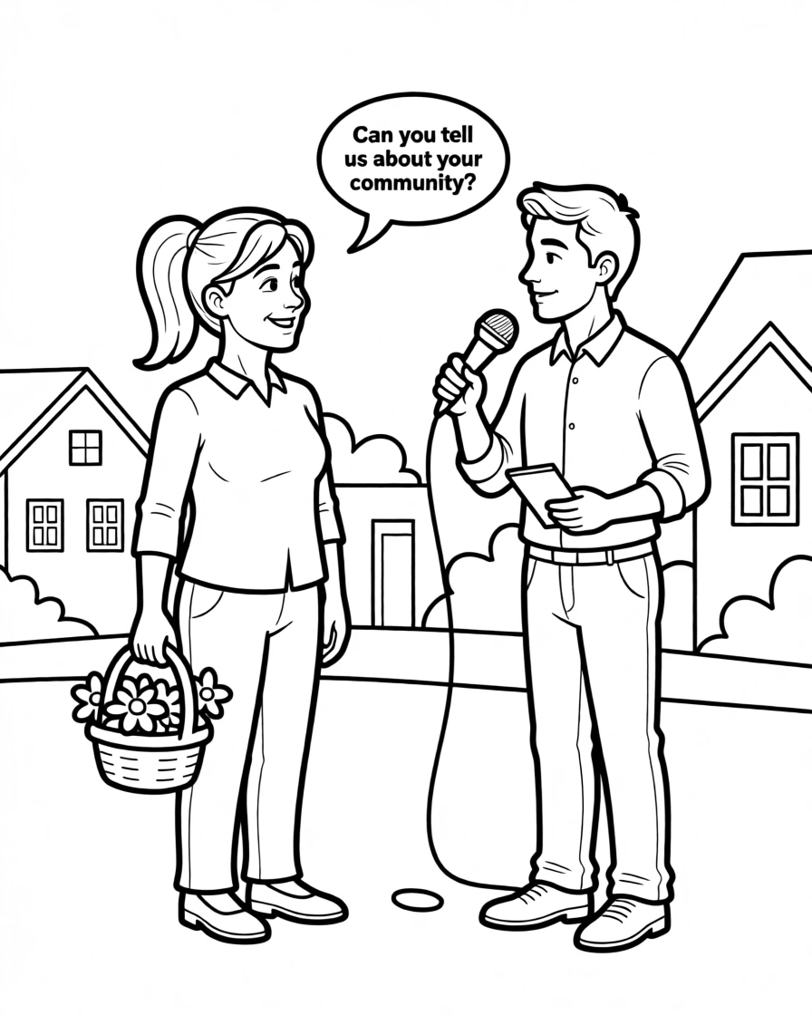A journalist interviewing a friendly community member