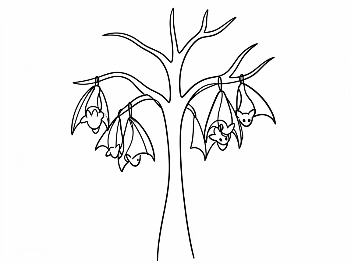 A colony of fruit bats hanging from the branches of a tall tree