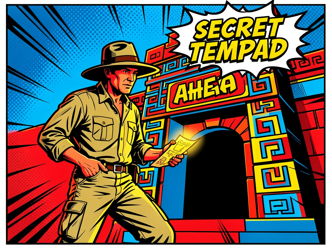 An explorer discovering a hidden ancient temple