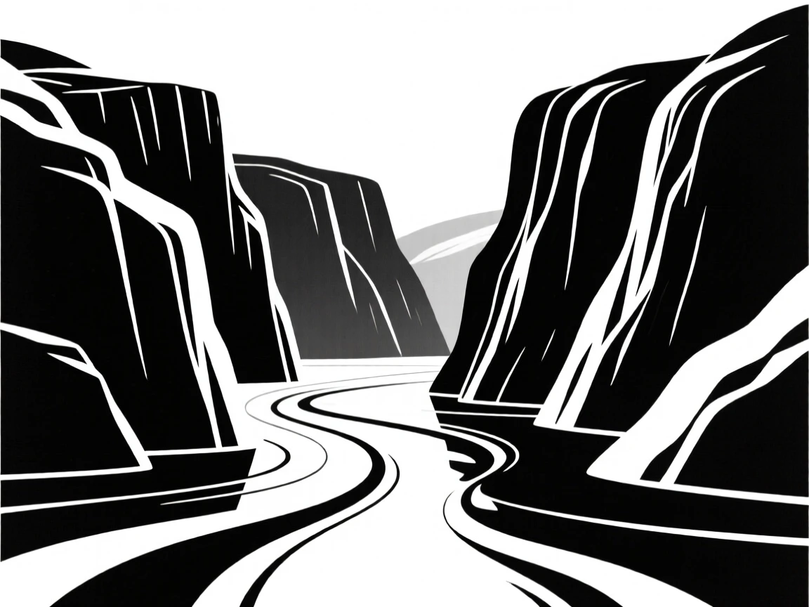 A fjord carved between towering cliffs.