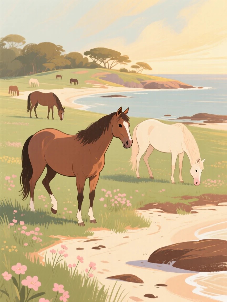 A remote island dotted with grazing wild ponies