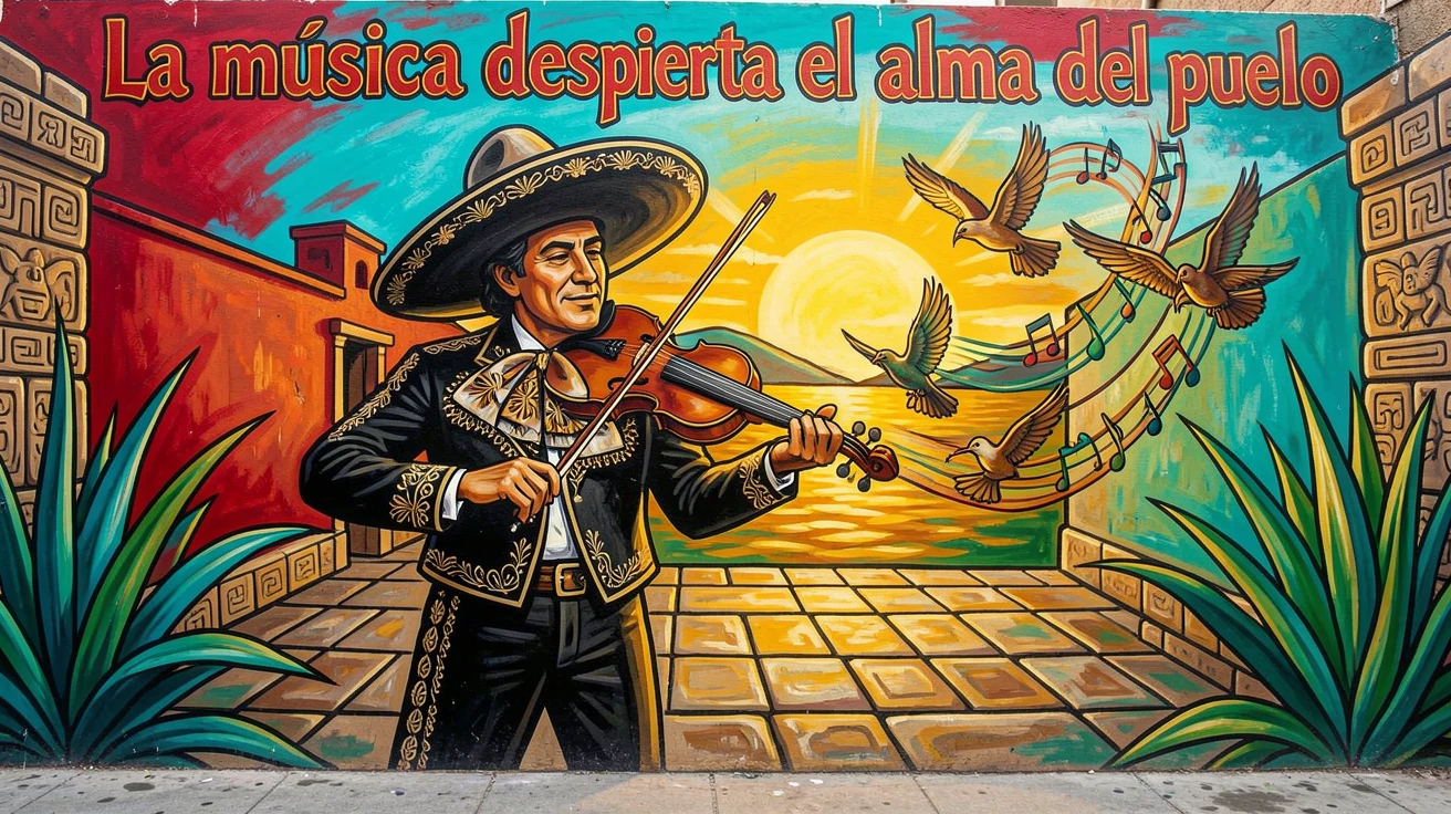 A lone violinist performing in an empty plaza at dawn