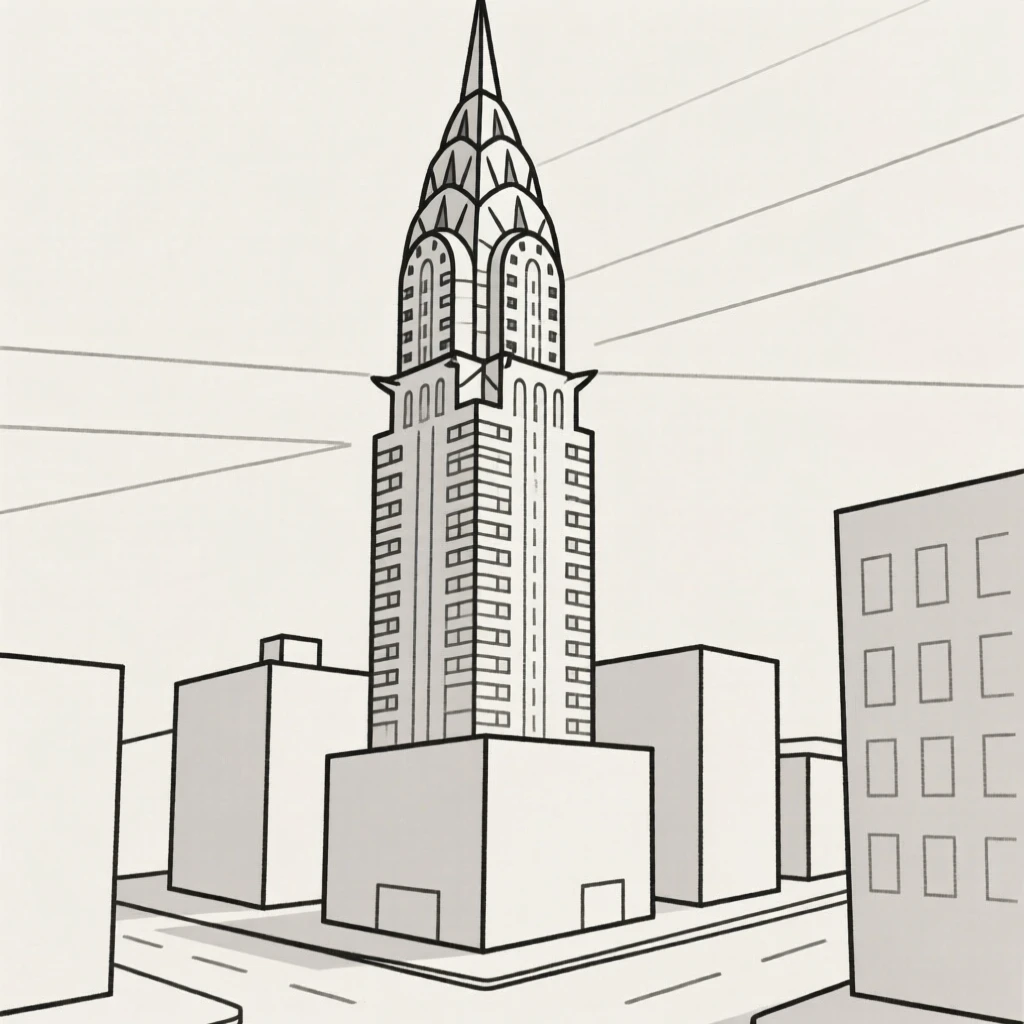 The Chrysler Building rising above Manhattan streets