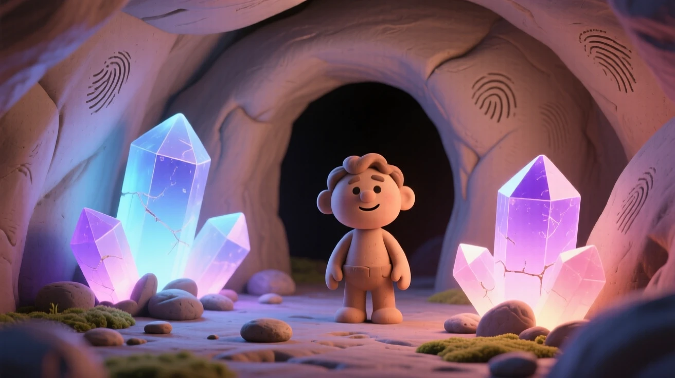 A cave of glowing crystals deep within an underground cavern