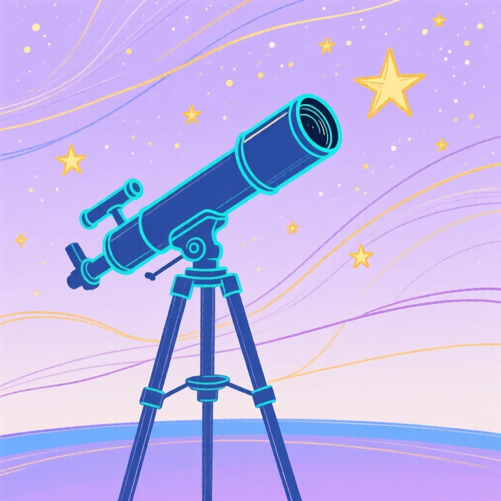 A telescope pointed toward a sky full of stars.