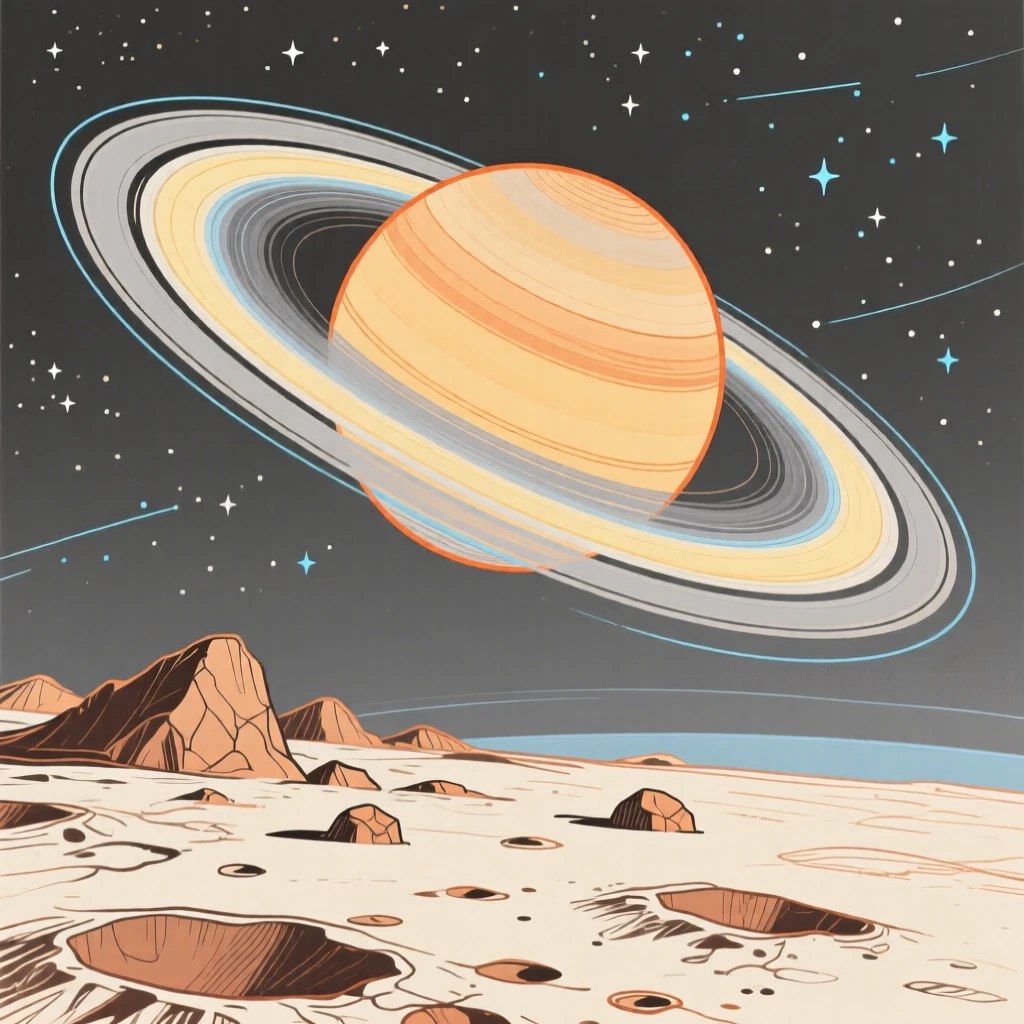 A view of Saturn's rings from a nearby moon.
