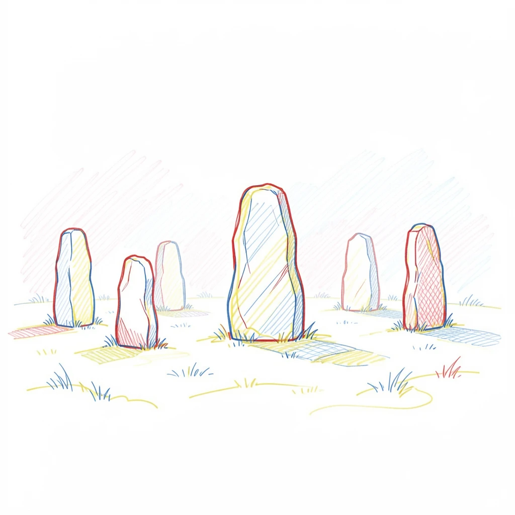 An ancient stone circle standing silently in a misty field
