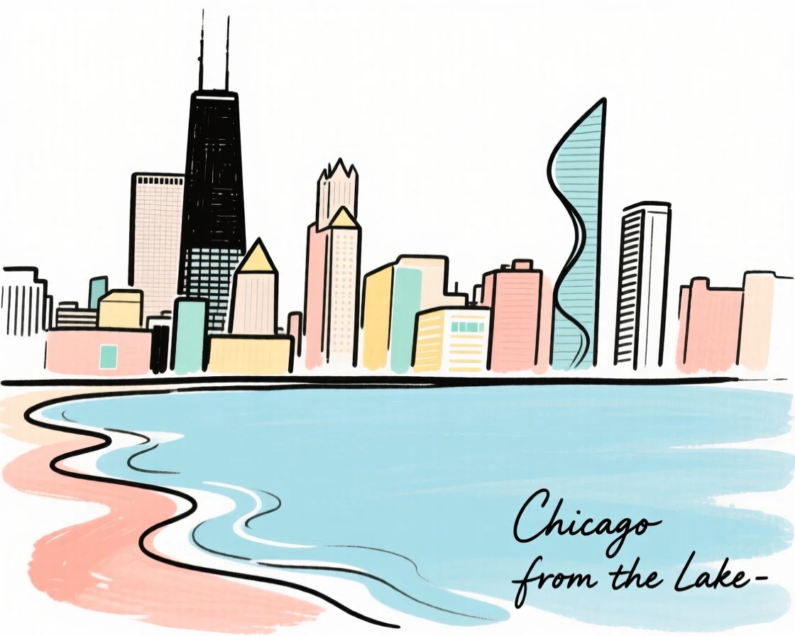 A Chicago skyline from the lake