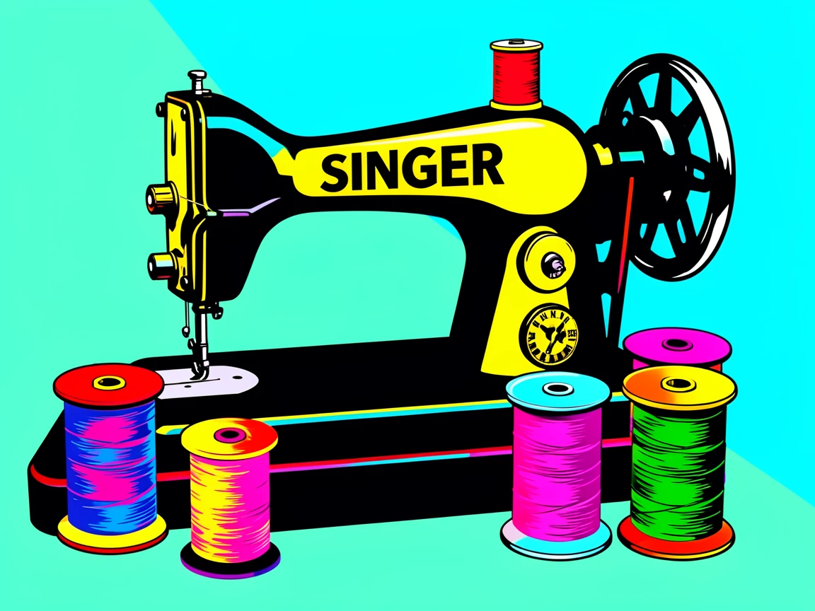 Vintage sewing machine with thread spools