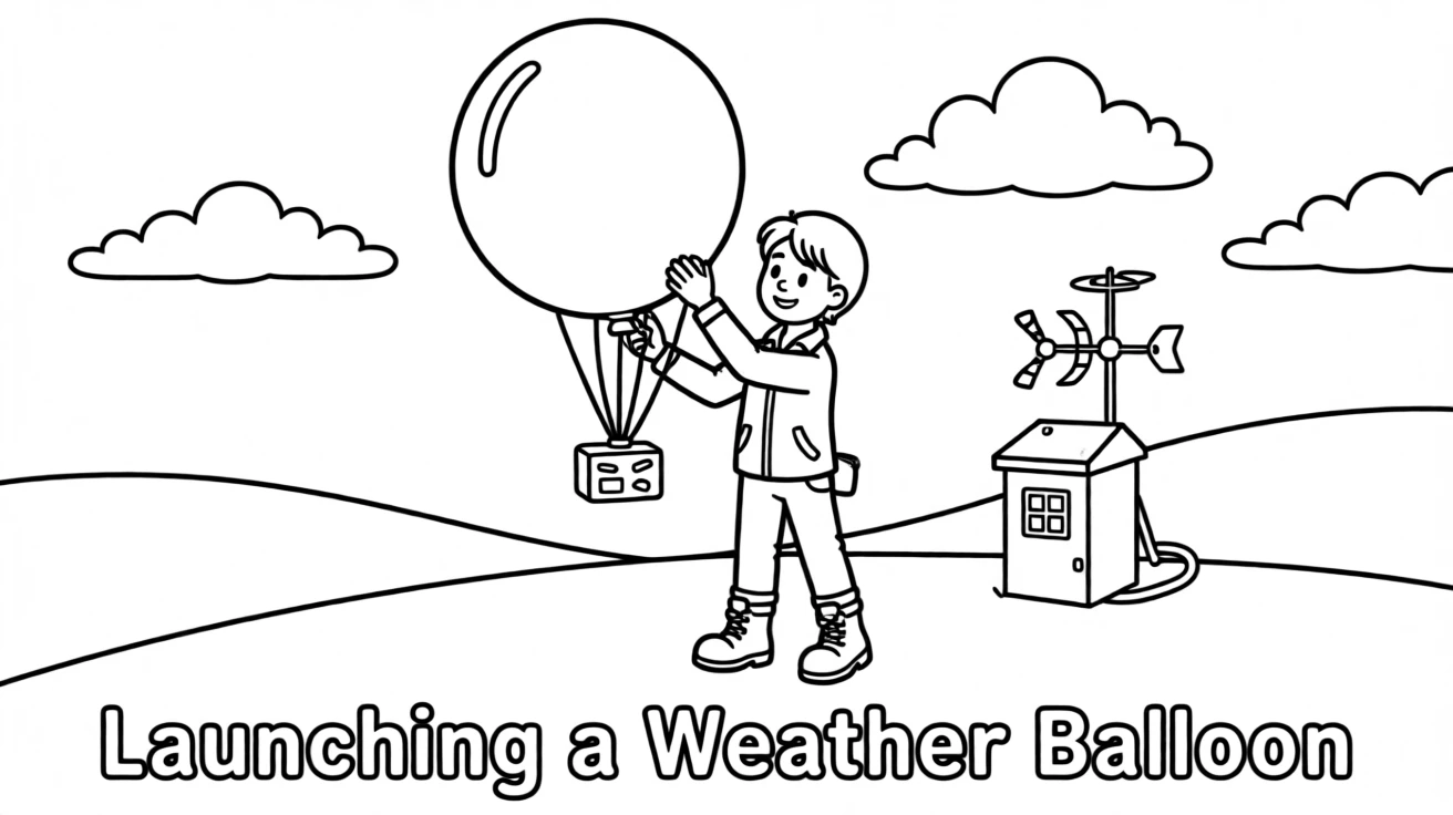 A meteorologist launching a weather balloon into the sky
