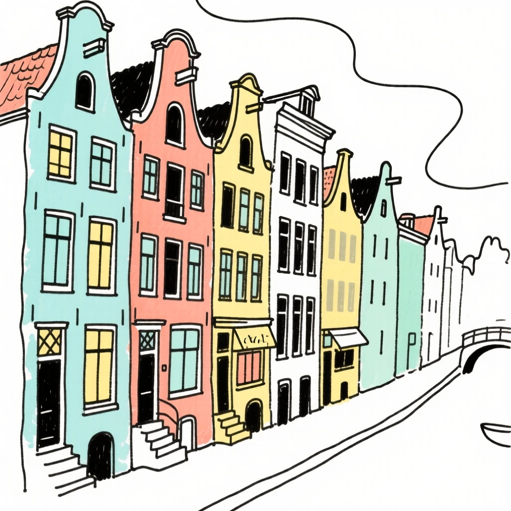 An Amsterdam canal house row