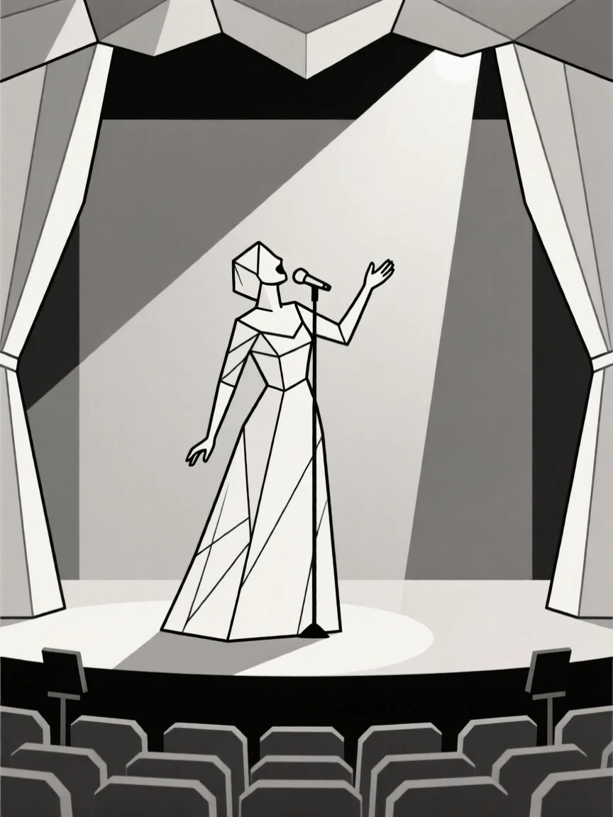 An opera singer performing on a grand stage