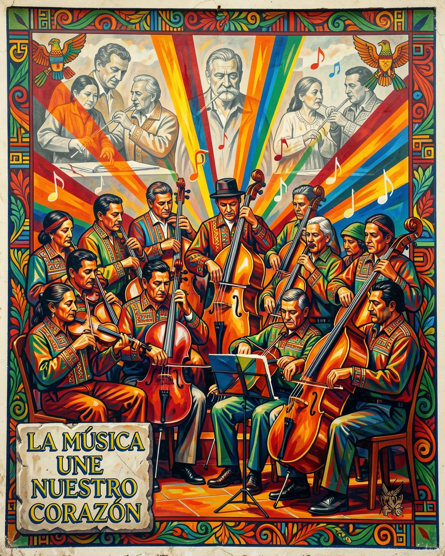 An orchestra tuning their instruments before a performance