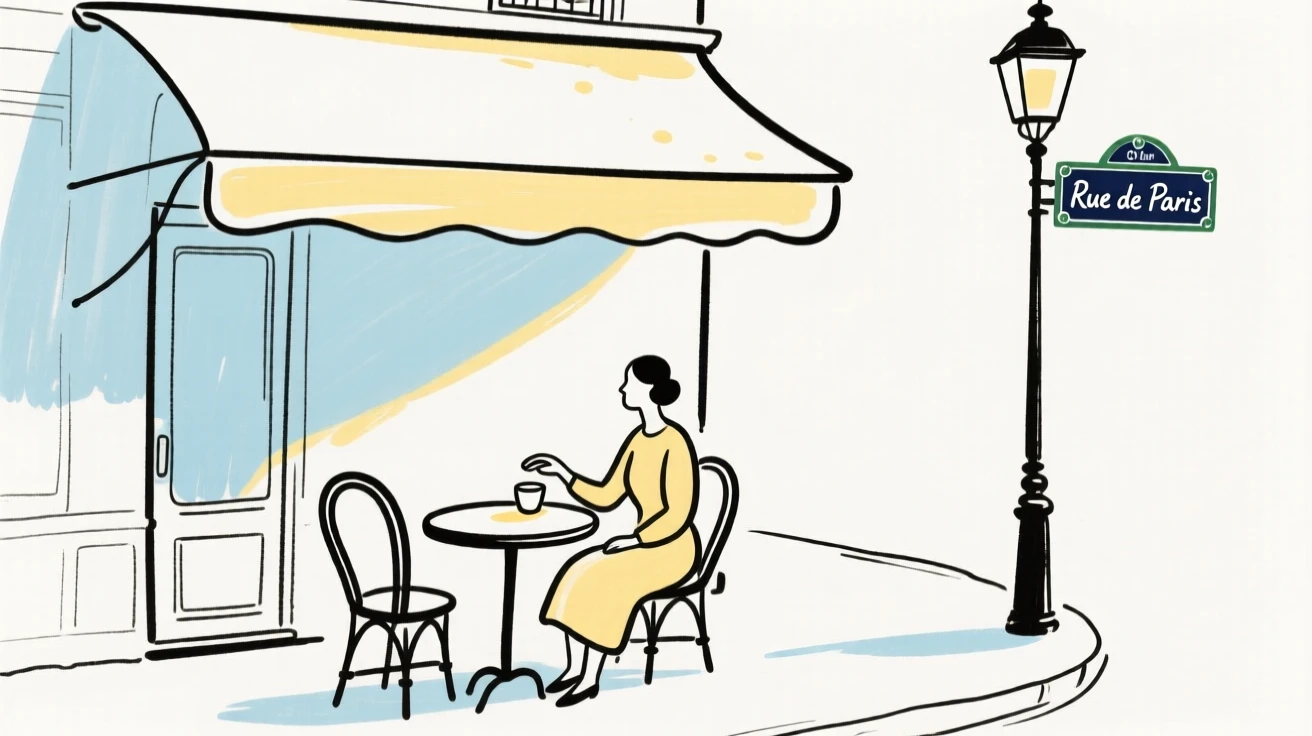 A Parisian street cafe scene