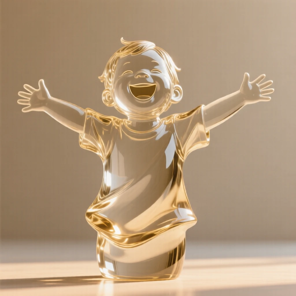 A joyful child laughing with arms outstretched captured in a candid, unposed moment, golden hour light wrapping around the figure, feeling authentic and moving.