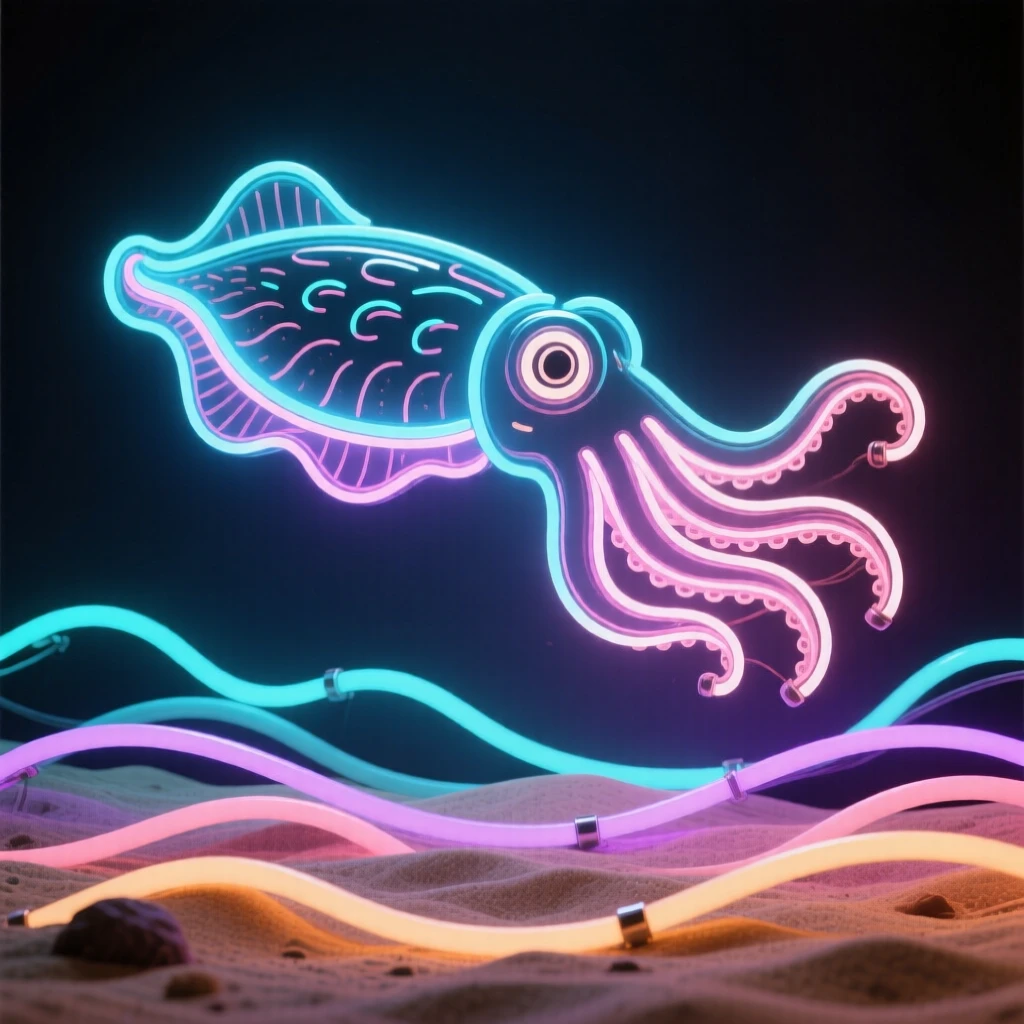 A cuttlefish shifting patterns as it drifts over a sandy seabed.