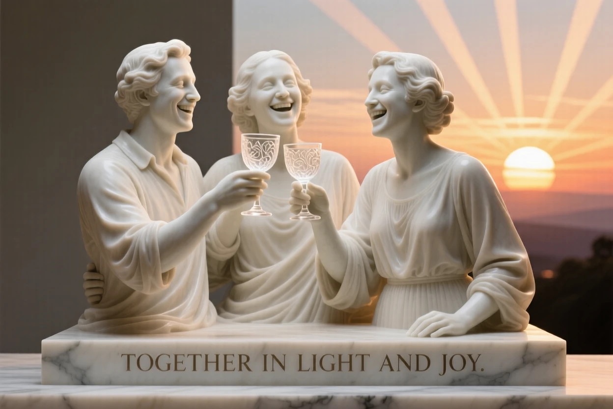A joyful scene of friends toasting glasses at sunset, capturing warmth, togetherness, and belonging