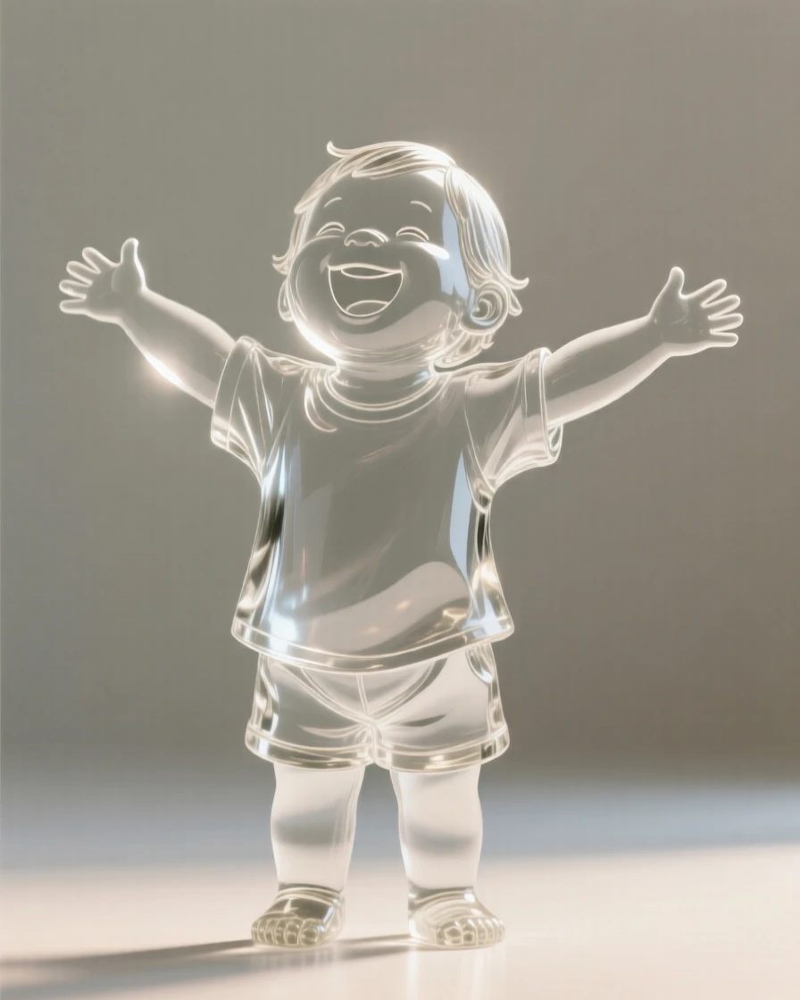 A joyful child laughing with arms outstretched framed in a close, intimate composition, soft rim light outlining the silhouette, evoking warmth and connection.