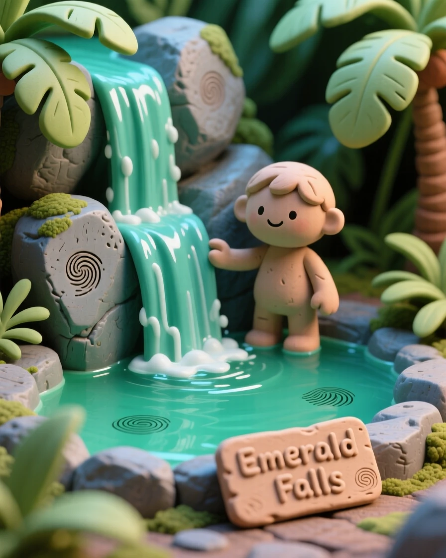 A tropical waterfall plunging into a hidden emerald pool