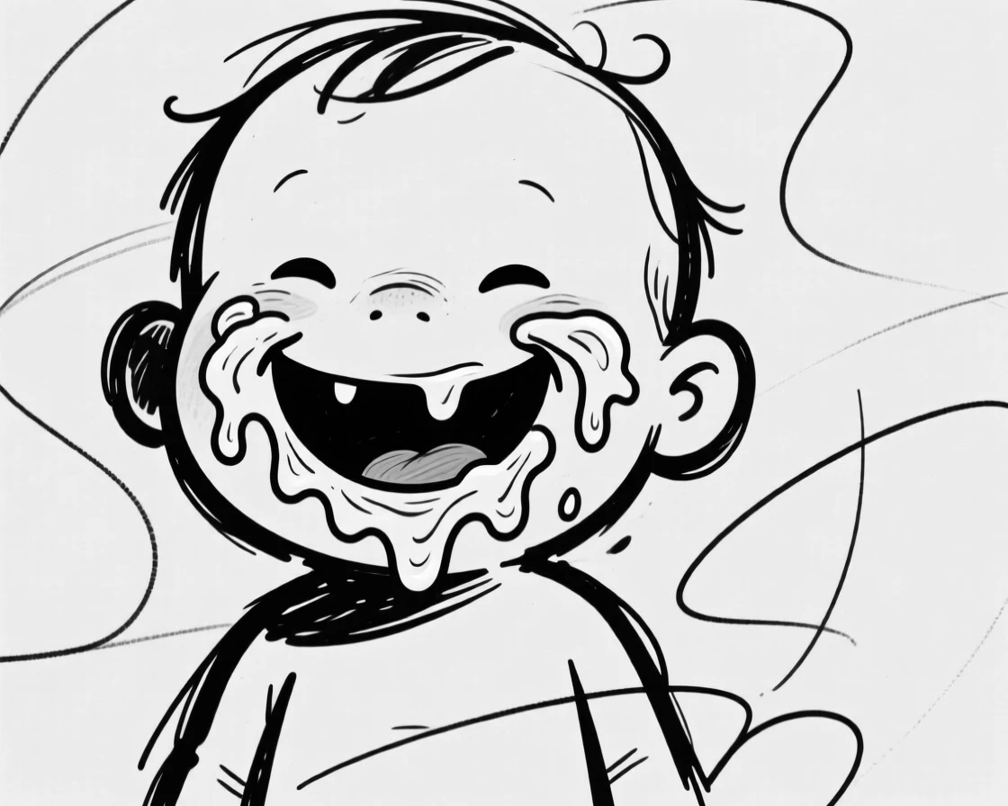 A toddler giving a big, gooey, ice-cream-covered grin to the camera.