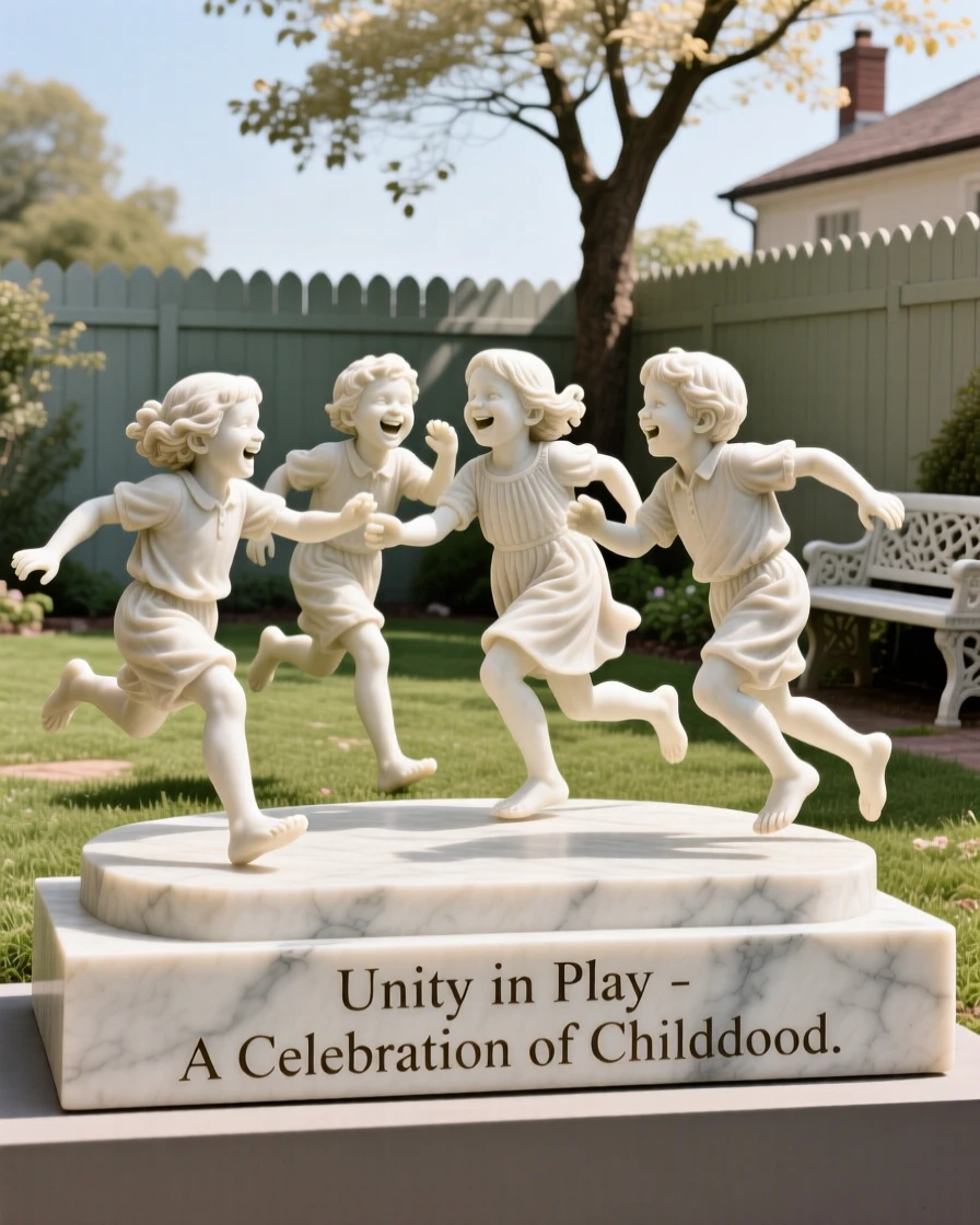 A joyful scene of children playing tag in a sunny backyard, capturing warmth, togetherness, and belonging