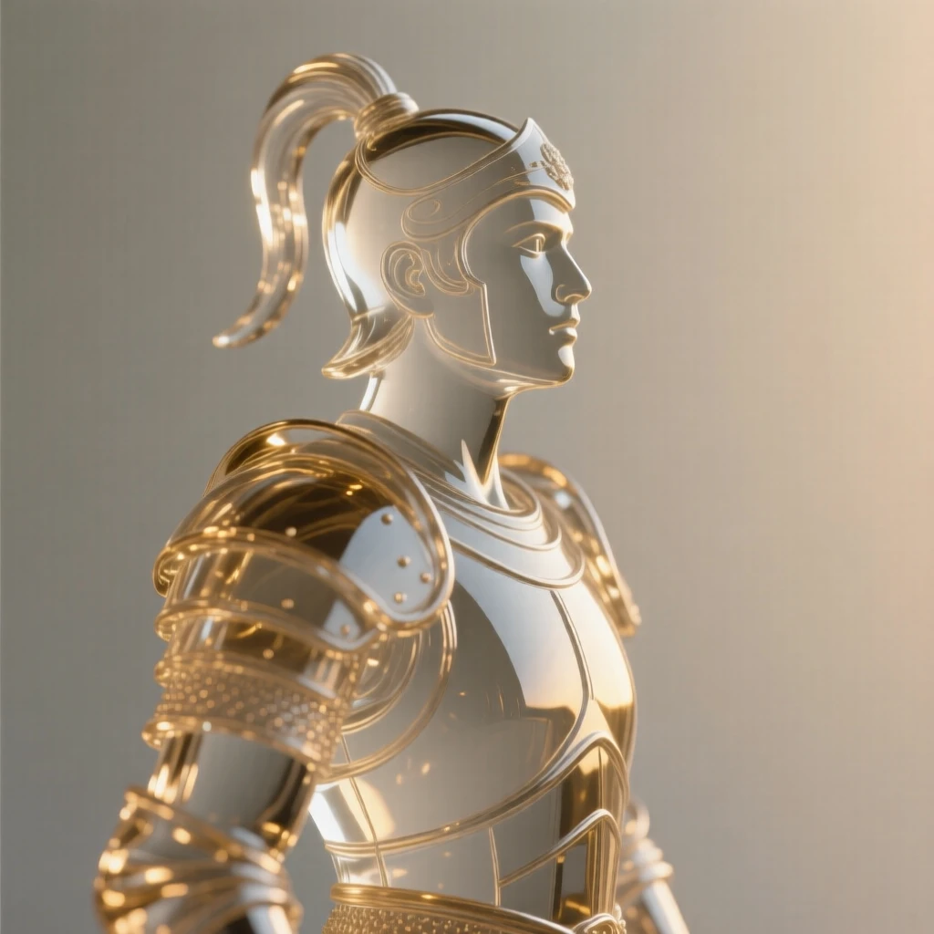 A warrior in profile gazing into the distance captured in a candid, unposed moment, golden hour light wrapping around the figure, feeling authentic and moving.