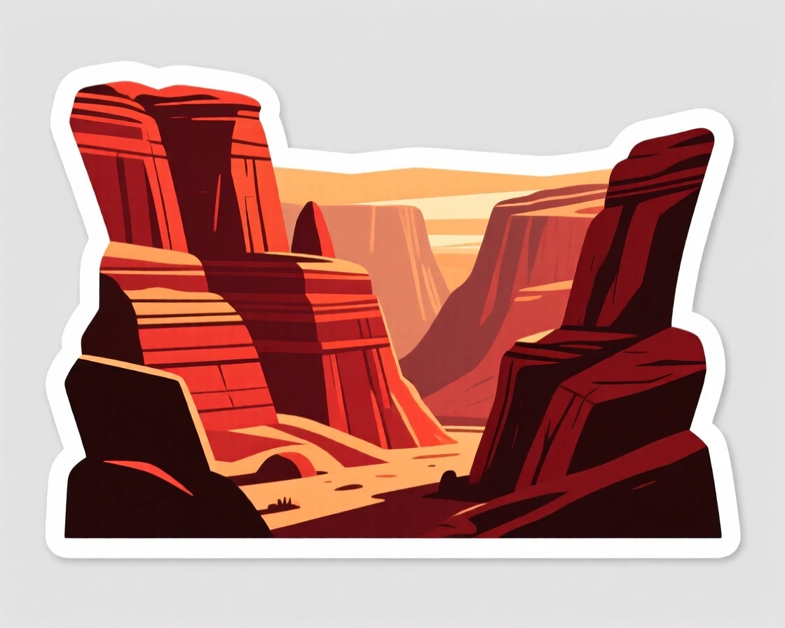 A breathtaking canyon with layered red rock formations, bathed in golden hour light, on a peaceful weekend getaway.