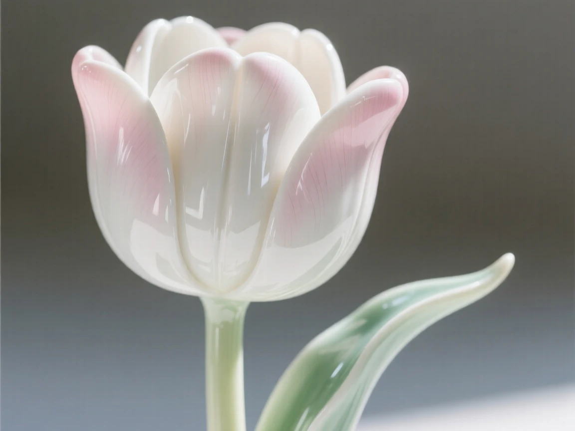 A single tulip in full, perfect bloom, glowing softly in gentle morning light.