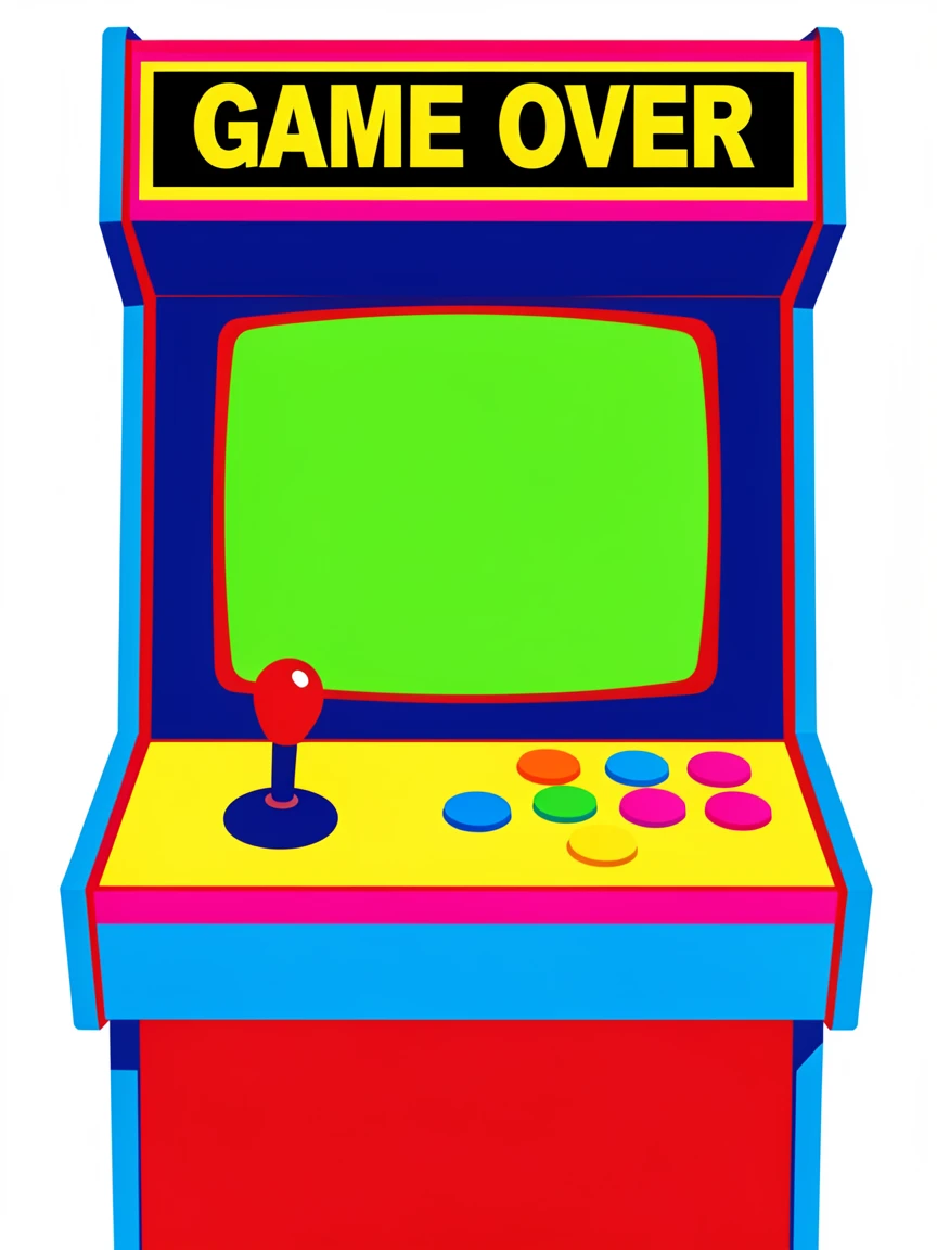 Classic arcade cabinet with a joystick and buttons