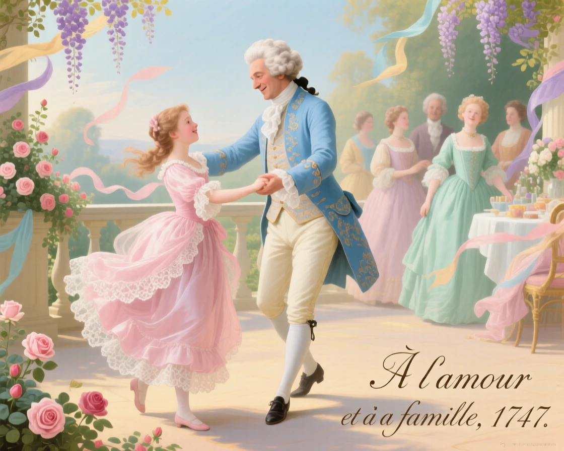 A young girl dancing with her father at a family celebration  