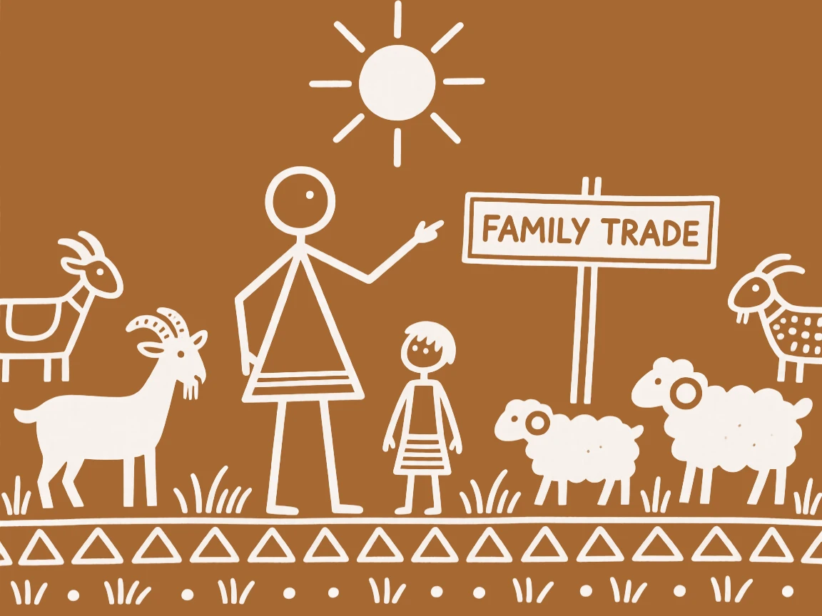 A shepherd teaching a young apprentice the family trade.