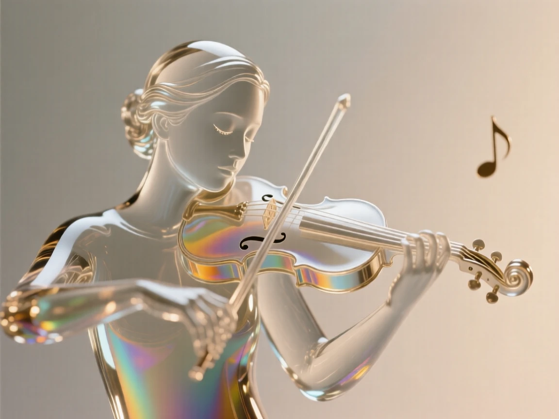 A violinist lost in the music, eyes closed, softly lit by warm natural light, shallow depth of field isolating the subject, expression full of genuine emotion.