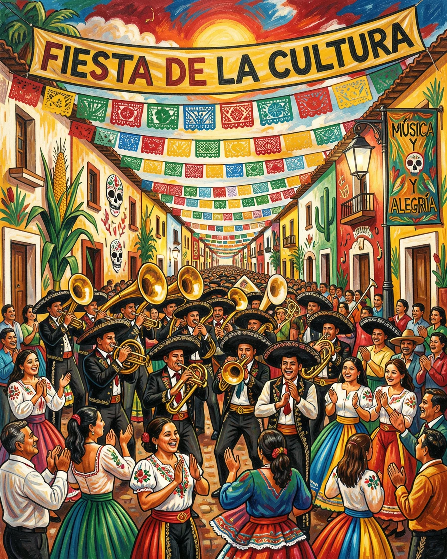 A brass band performing during a festive parade