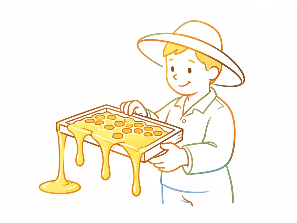 A beekeeper checking a hive frame dripping with golden honey.