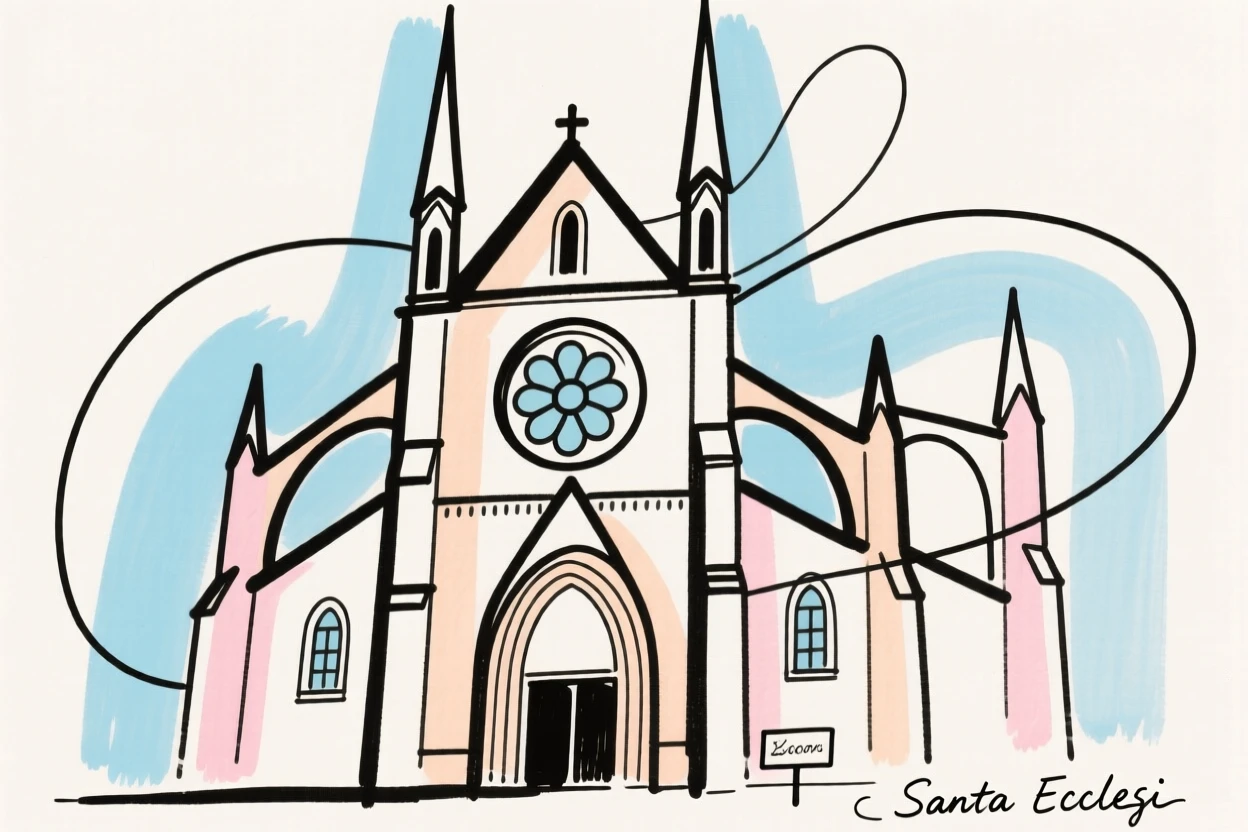 A cathedral with towering spires