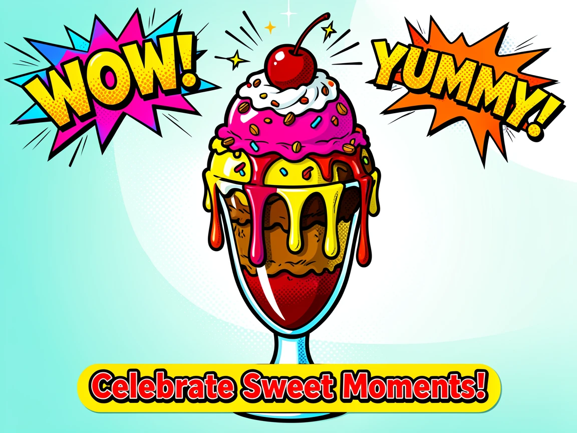 A giant ice cream sundae with a cherry on top arranged elegantly for a festive gathering