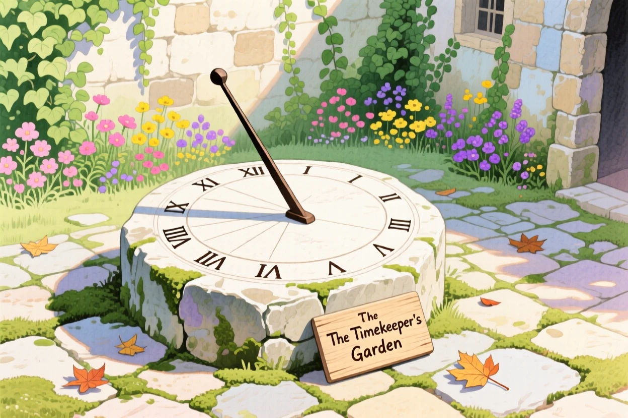 An awe-inspiring look at an ancient sundial in an overgrown courtyard.