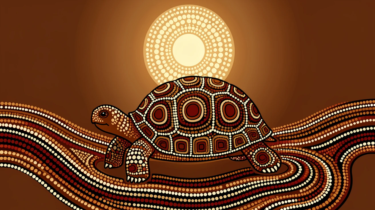 A ancient tortoise spirit illuminated beneath a full moon
