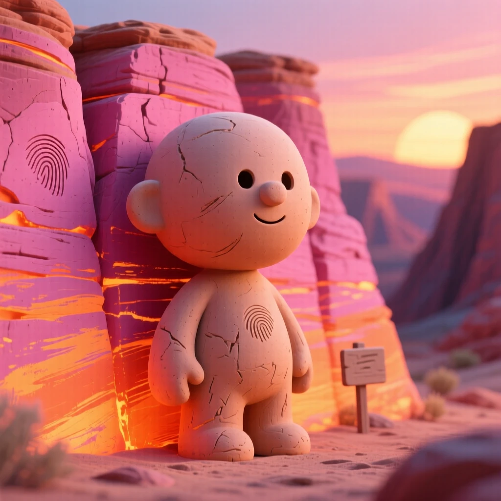 A canyon wall glowing pink and orange during a desert sunrise