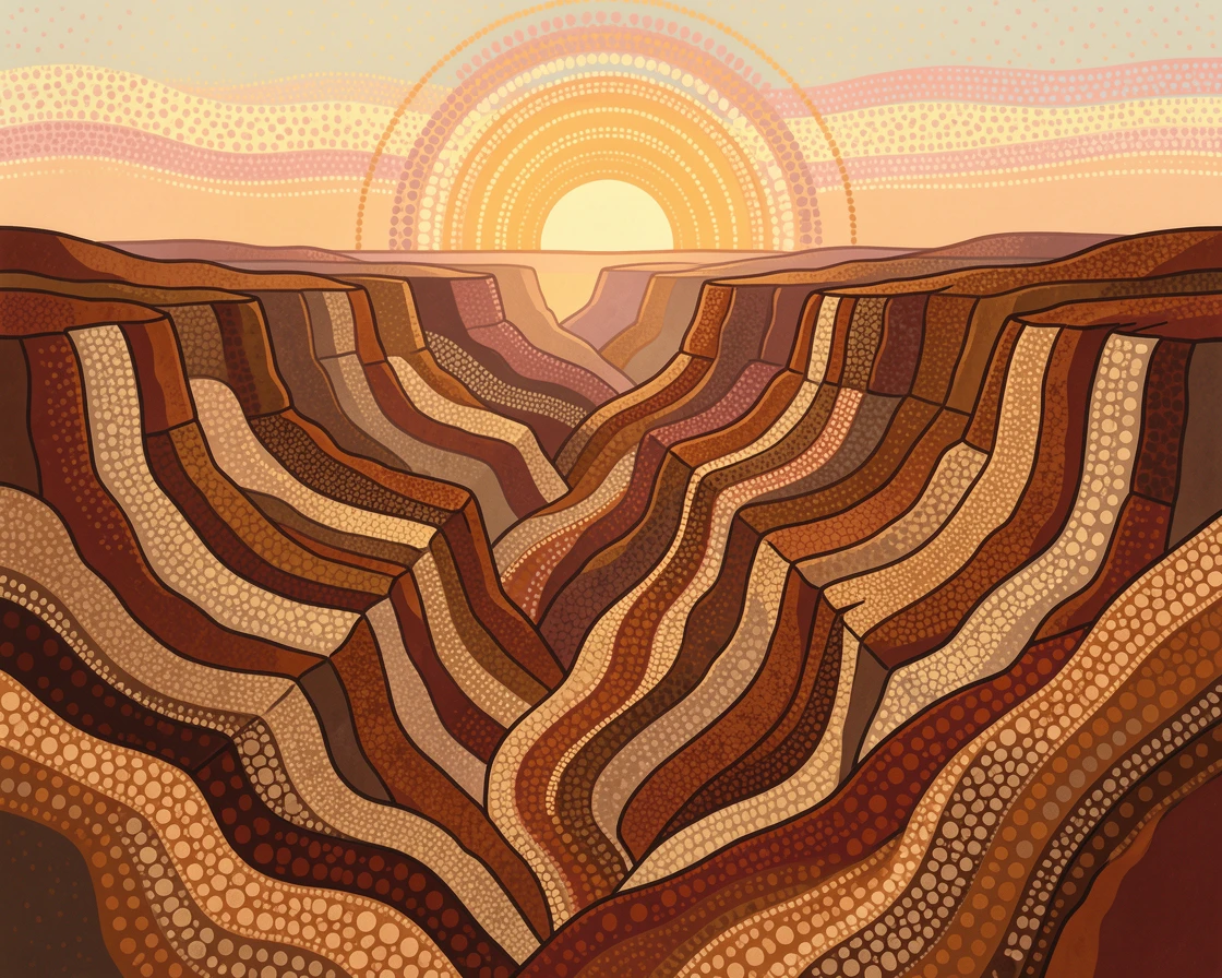 A dawn-lit canyon stretching to the horizon