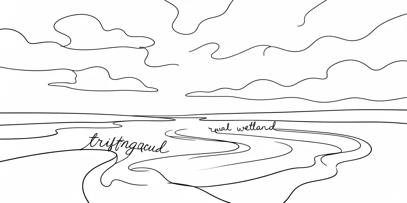 A tranquil wetland reflecting a sky full of drifting clouds