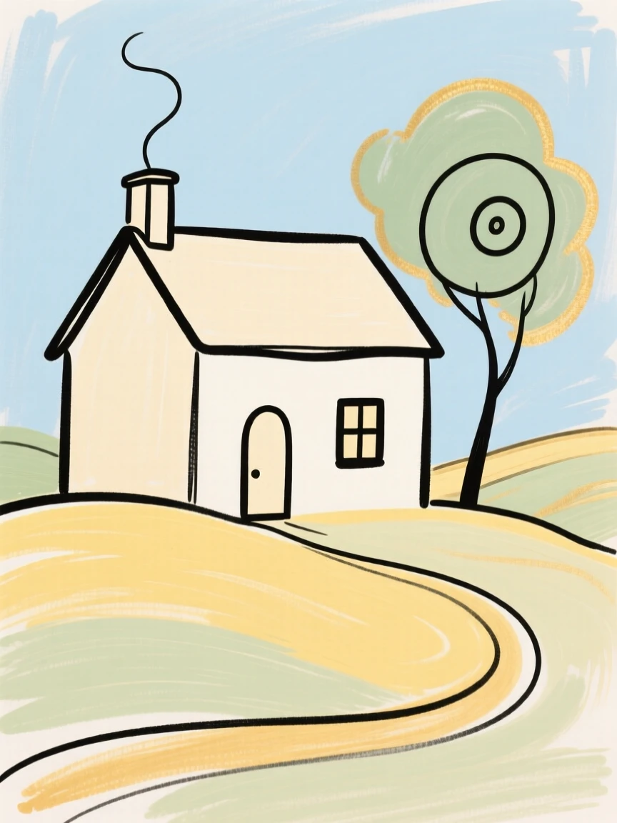 A rustic farmhouse in the countryside